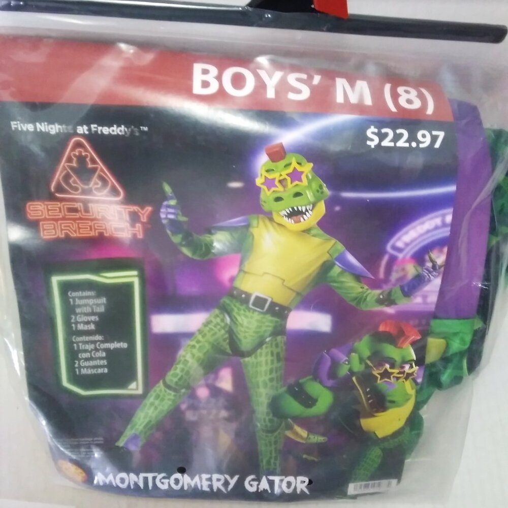 Boys Five Nights at Freddy's Halloween Costume (Montgomery Gator) sz M (8) NIP